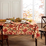 Harvest Festival Tablecloth, Autumn Leaf Print, 60x144 Inch Polyester Dining Cover