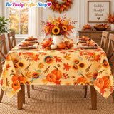 Thanksgiving Tablecloth, 60x84 Inch, Flannel Backed Vinyl, Autumn Harvest Decor