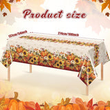 3pc Fall Sunflower Pumpkin Tablecloth Set, 108x54 Inch Disposable Covers (Harvest Party Decor)