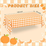 Orange Gingham Tablecloth Set, Waterproof PE Covers (54x108 Inch)