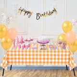Orange Gingham Tablecloth Set, Waterproof PE Covers (54x108 Inch)