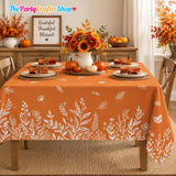 Fall Wildflower Tablecloth, Orange Autumn Leaf Polyester Cover (60x84 Inch)