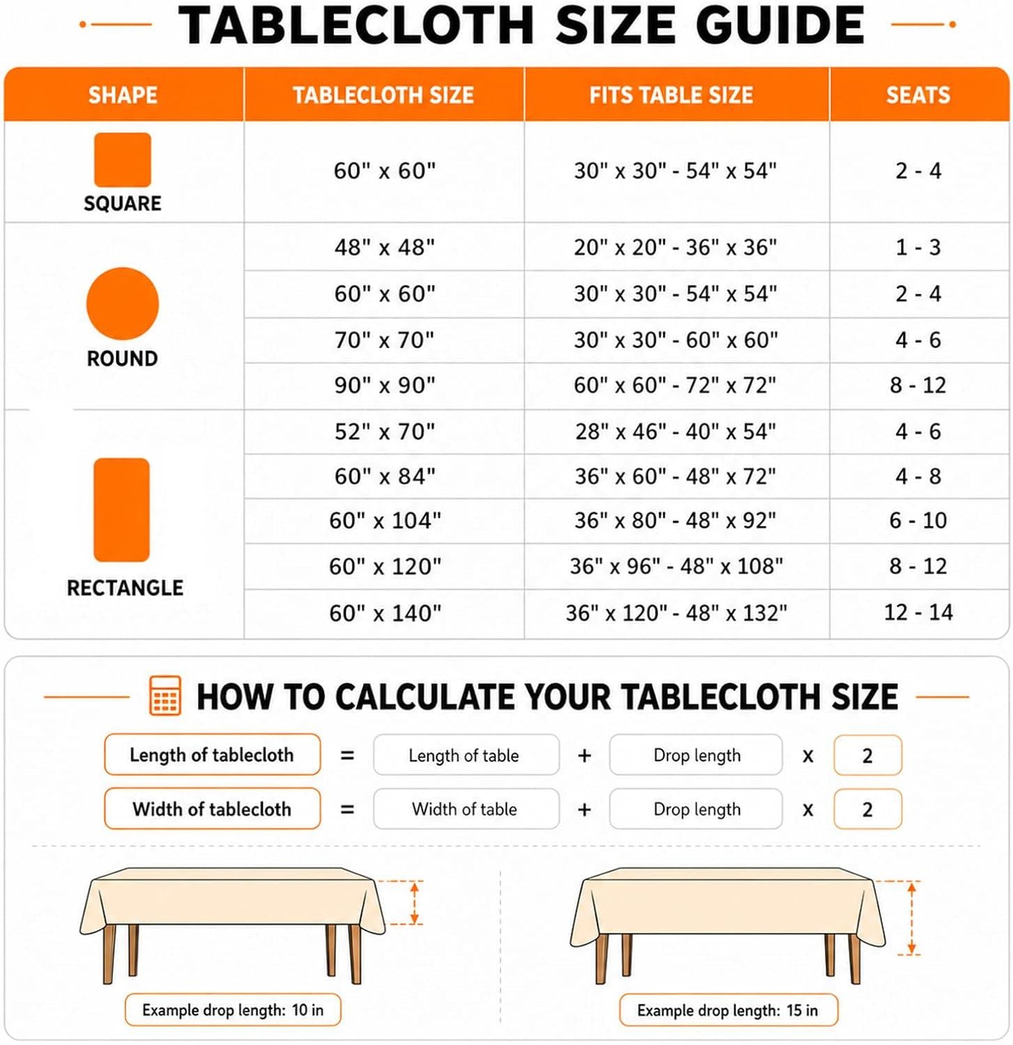 Orange Wildflower Tablecloth, 60x84 Inch, Autumn Harvest Decor