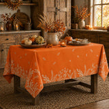 Orange Wildflower Tablecloth, 60x84 Inch, Autumn Harvest Decor