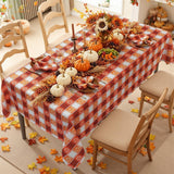Fall Checkered Tablecloth, Pumpkin Harvest Design, Washable Polyester (52x70 Inch)