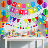 Colorful Birthday Party Decorations Set, Paper Bunting, Honeycomb Balls, Streamers (Eco-Friendly)