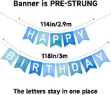 Blue Happy Birthday Banner, Pre-Strung Party Decor, 400 GSM Cardstock