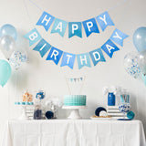 Blue Happy Birthday Banner, Pre-Strung Party Decor, 400 GSM Cardstock