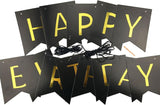 Black Gold Happy Birthday Banner, Shiny Letter Bunting Garland (Eco-Friendly Paper)