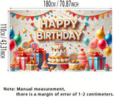Colorful Cake Balloon Birthday Backdrop, Polyester Party Banner (71x43 Inch)