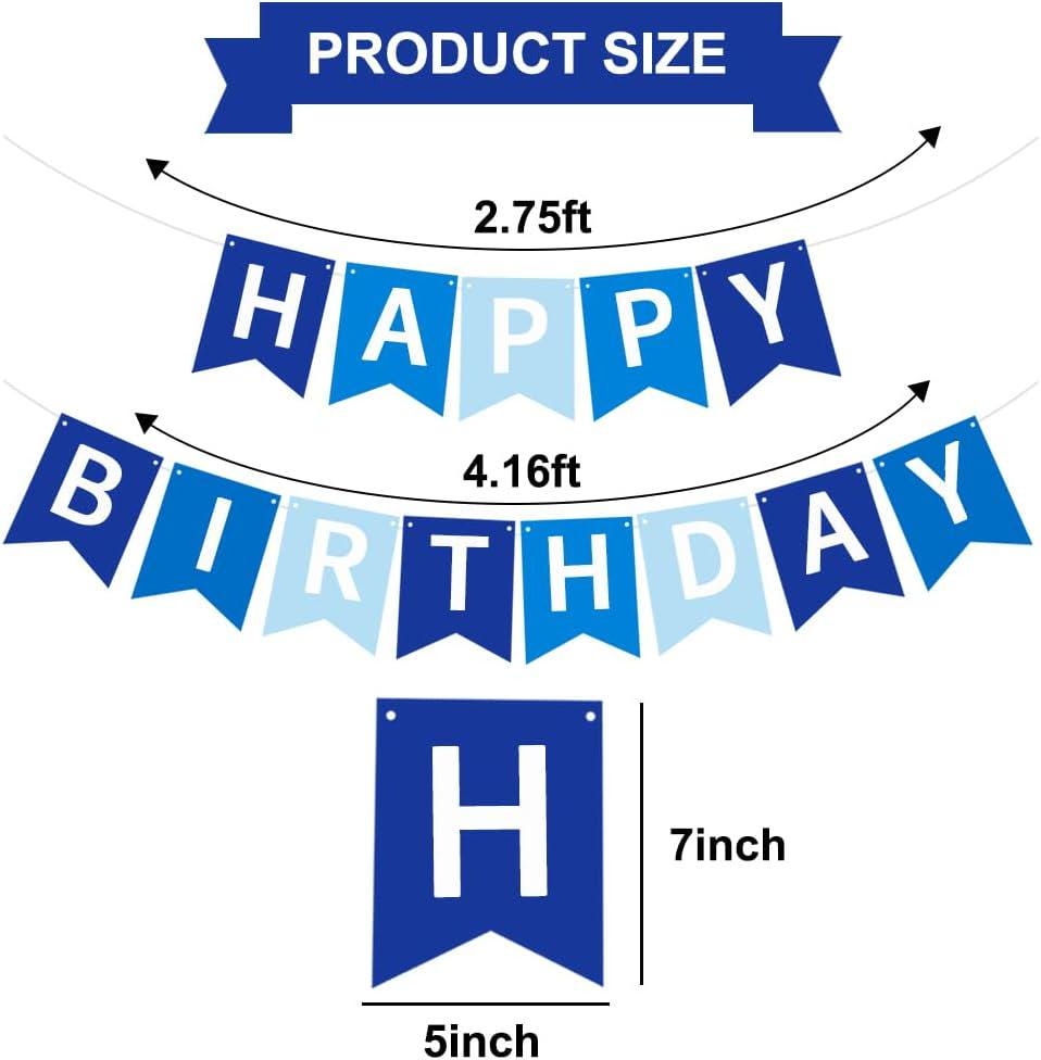 Navy Blue Happy Birthday Banner, Pre-Strung Party Garland, Cardstock Decorations