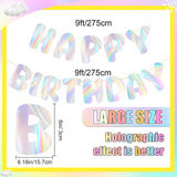 Holographic Happy Birthday Banner, 9FT Rainbow Garland, Y2K Party Decor