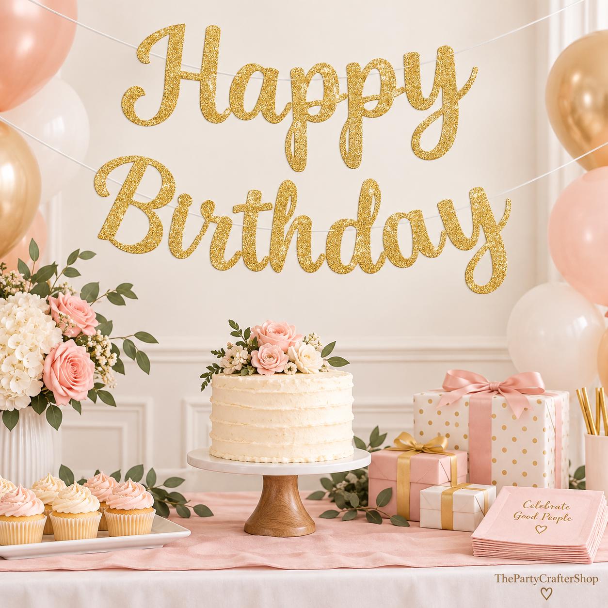 DIY Glitter Happy Birthday Banner, Cardstock Letters, Party Decor (DIY)