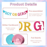 Boy or Girl Gender Reveal Banner, Swirls, Baby Shower Decor (PVC, Cardstock)