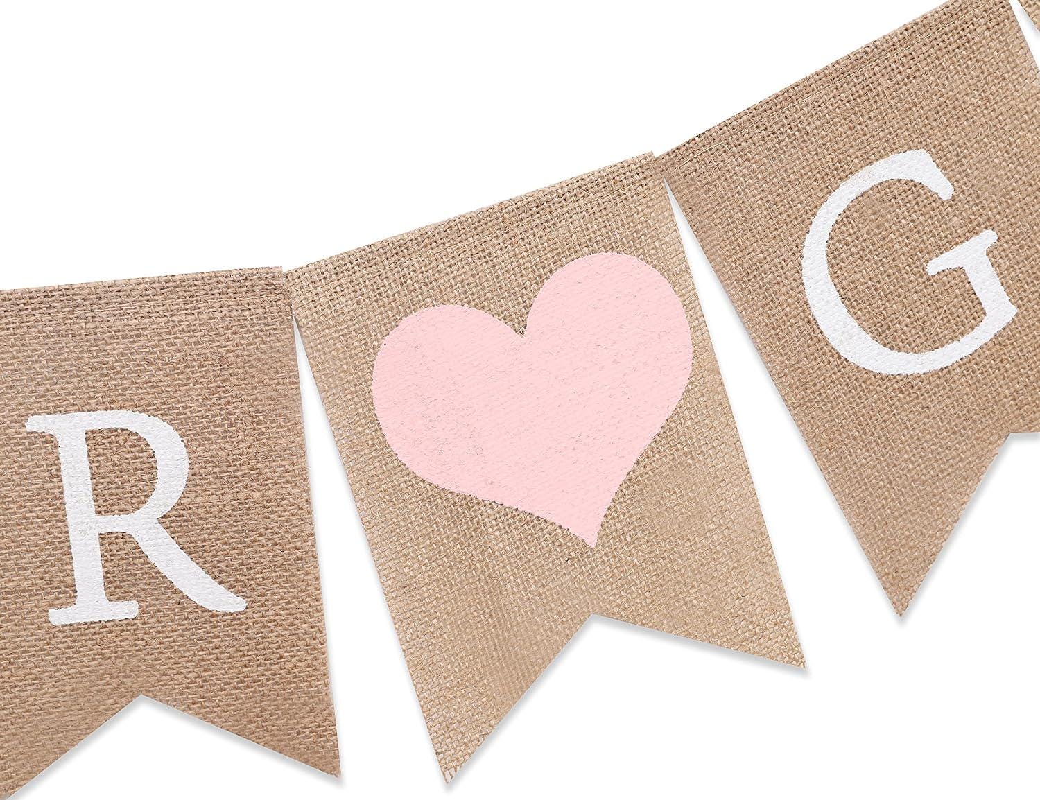 Handmade Burlap Gender Reveal Banner, Rustic Baby Shower Garland (80 Inch)