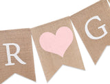 Handmade Burlap Gender Reveal Banner, Rustic Baby Shower Garland (80 Inch)