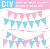 Blue Pink Gender Reveal Bunting, 2-Pack Baby Shower Garland (16.4ft)