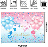 Boy or Girl Gender Reveal Banner, Blue Pink Stars, Balloons (82.6x59.1in)