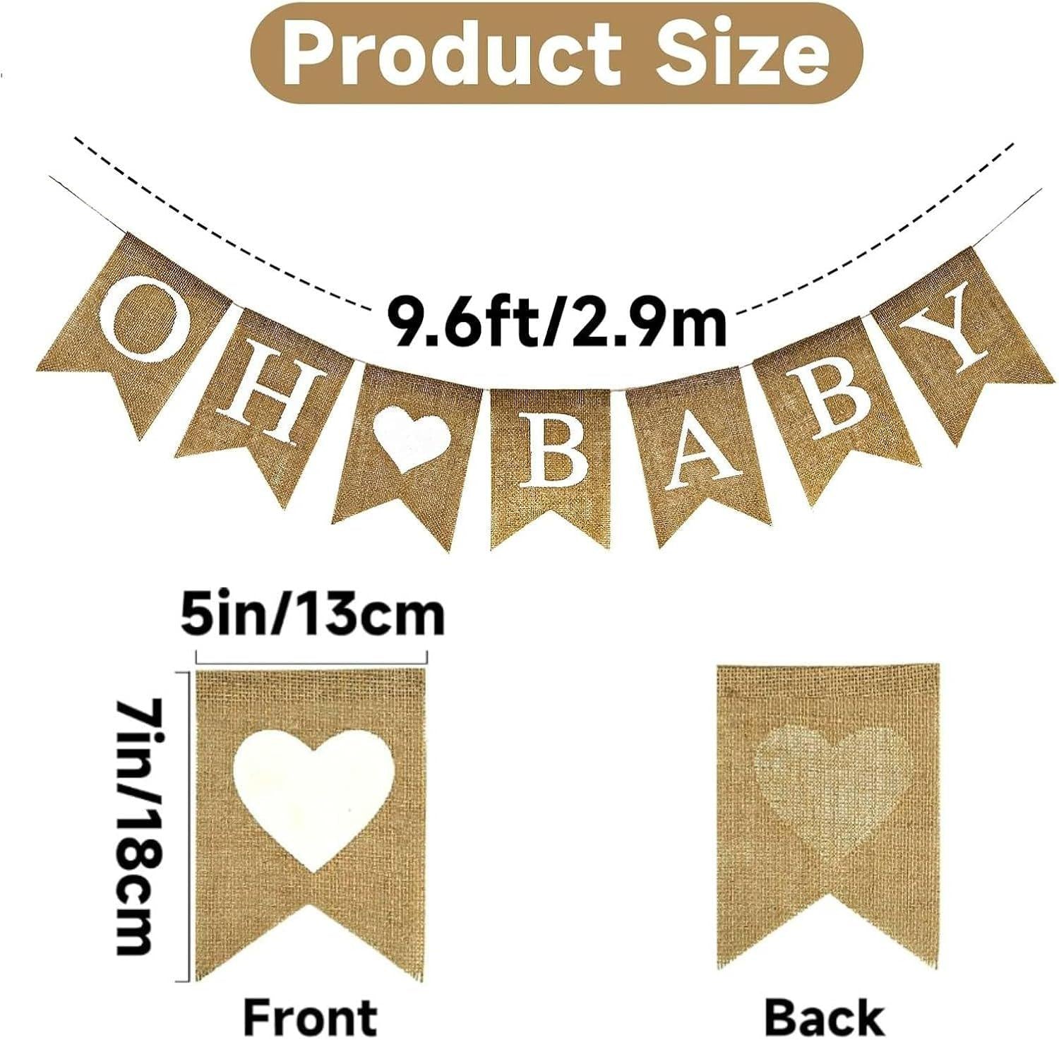 Oh Baby Burlap Banner, Neutral Baby Shower Backdrop, Gender Reveal Party Decor
