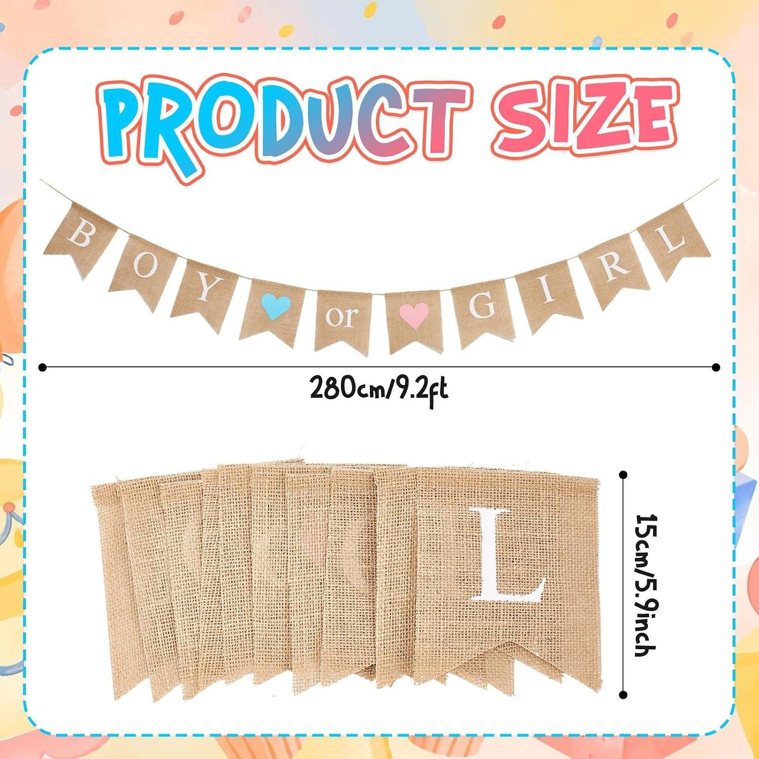 Rustic Burlap Boy or Girl Banner, Gender Reveal Party Backdrop (Reusable)
