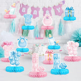 Gender Reveal Honeycomb Centerpieces, Baby Shower Table Decorations (12 Pieces)