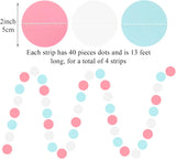 Pink Blue White Paper Garland, 4-Pack 52FT Gender Reveal Decorations