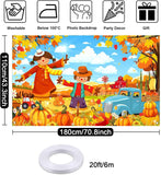 Happy Fall Scarecrow Pumpkin Backdrop, Autumn Harvest Party Decor (6x3.6FT)