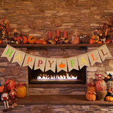 Happy Fall Burlap Banner, Colorful Pumpkin Garland, Rustic Autumn Decor