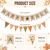Happy Fall Burlap Banner Set, Rustic Autumn Garland, Pre-Strung Bunting (2 Pack)