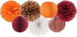 Boho Autumn Baby Shower Decor Set, Tissue Paper Flowers, Lanterns, Honeycomb Balls (14pc)
