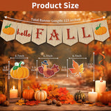 Fall Decorations Set, 9pc Hanging Swirls & Hello Fall Banner, Autumn Garland Decor