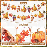 2pc Fall Harvest Garland Set, Pumpkin Maple Leaf Bunting (9.8FT)