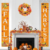 Happy Fall Harvest Banner, Pumpkin Maple Leaf Porch Decor (72x12 Inch)