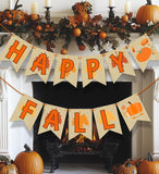 Happy Fall Banner, Rustic Harvest Garland, Pumpkin Bunting (6.6ft Rope)
