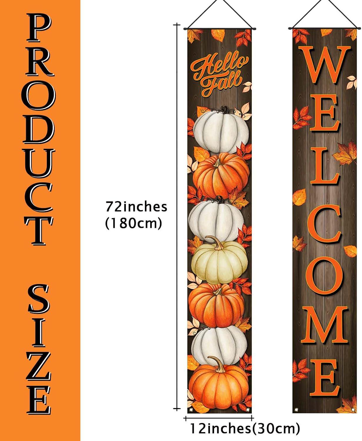 Autumn Porch Banner Set, 2pc Polyester Hanging Signs (72x12 Inch)