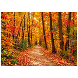 Autumn Forest Backdrop, 7x5FT Maple Leaf Mountain Road, Fall Harvest Party Decor (Vinyl)