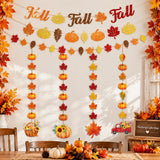 Glitter Fall Banner, Leaf Pumpkin Garland, Autumn Thanksgiving Decor (Set)