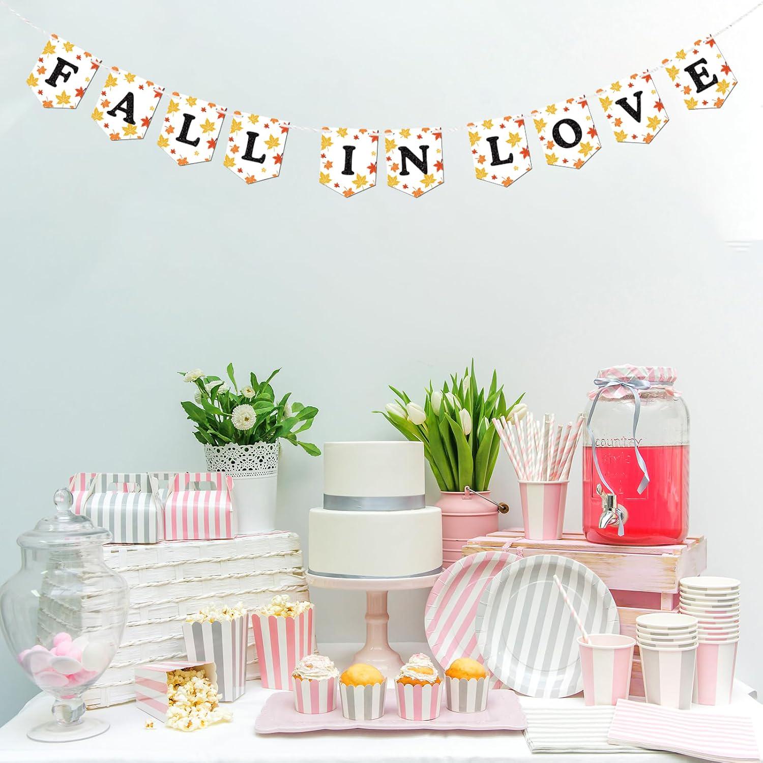 Fall in Love Banner, Autumn Maple Leaf Garland, Thanksgiving Party Decoration