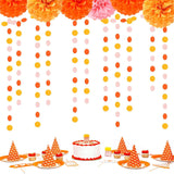 Groovy Pink Orange Paper Garland, 52FT Party Streamers, Fall Wedding Decor