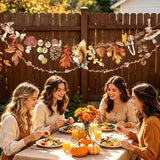 Watercolor Fall Woodland Garland, Squirrel Acorn Leaf Banner (8.2FT)