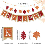 Thankful Fall Burlap Banner, Glitter Maple Leaf Garland, Rustic Autumn Bunting