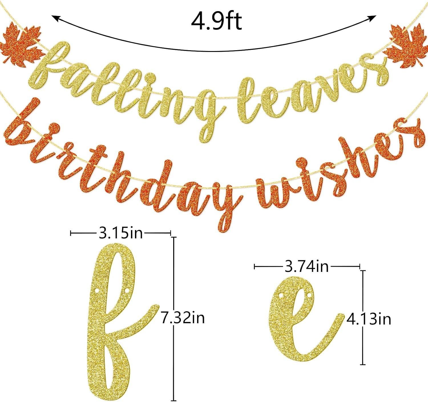 Glitter Fall Birthday Banner, Autumn Leaf Garland, Pre-Strung Party Decor
