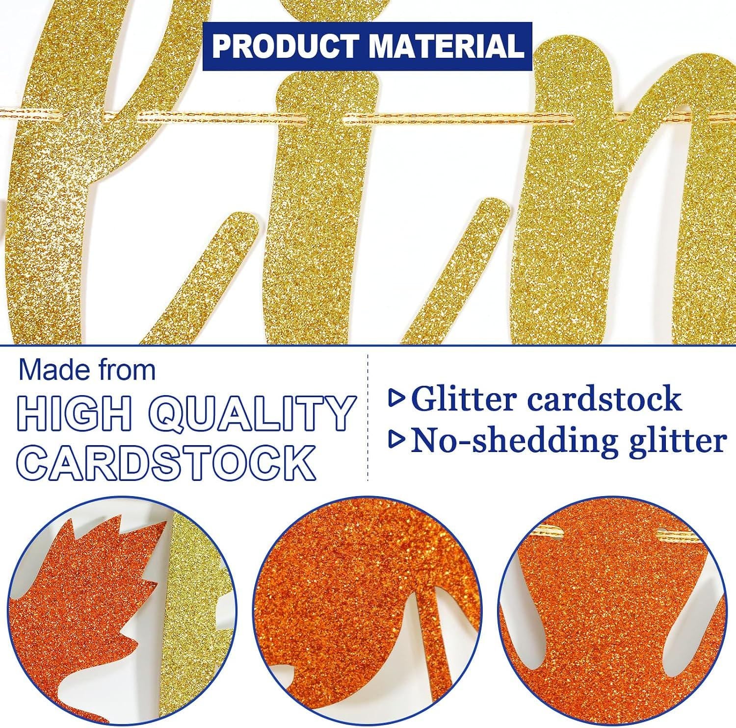 Glitter Fall Birthday Banner, Autumn Leaf Garland, Pre-Strung Party Decor