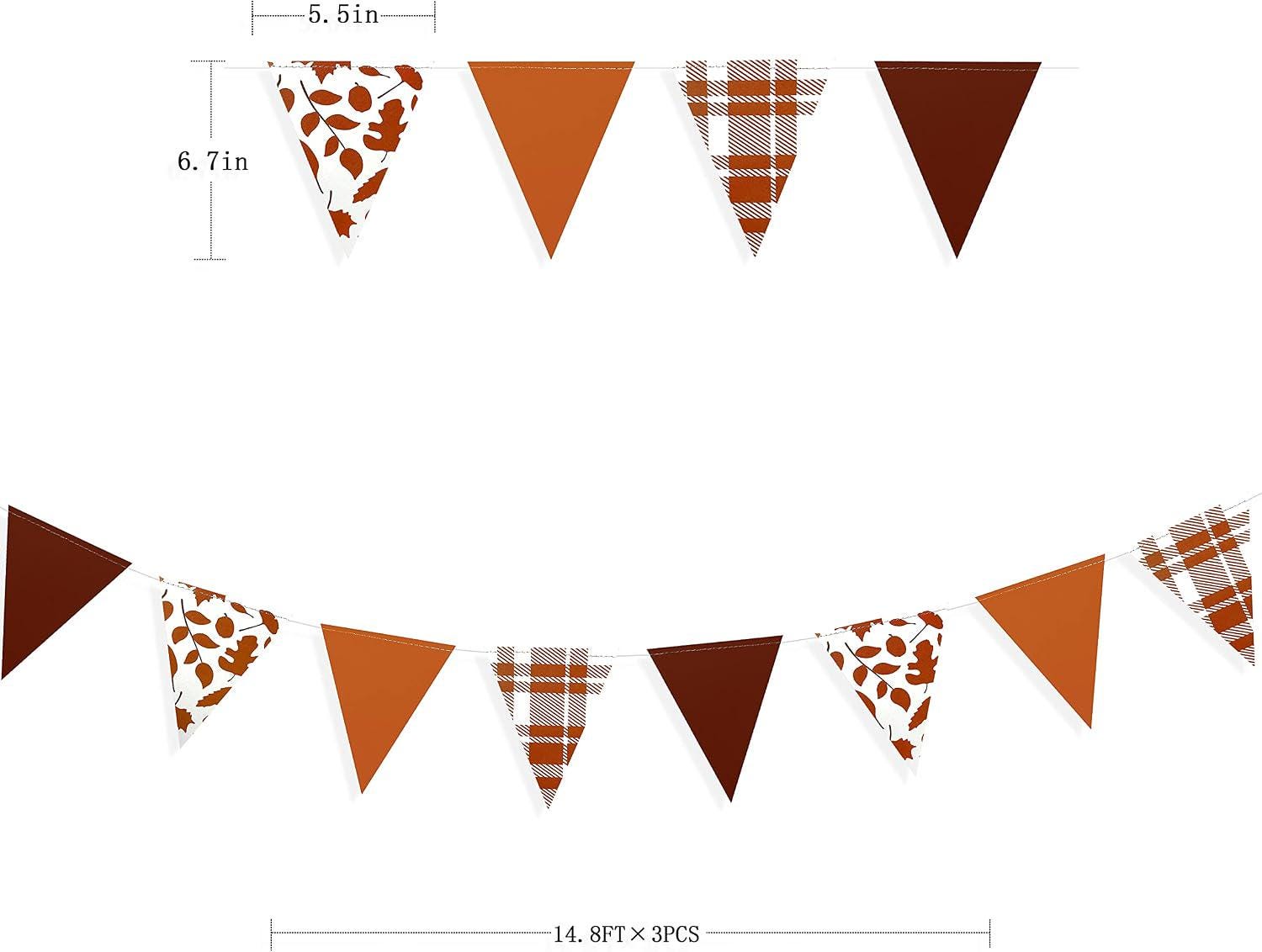 Fall Maple Leaf Burlap Banner, Autumn Triangle Flag Bunting, Rustic Party Garland
