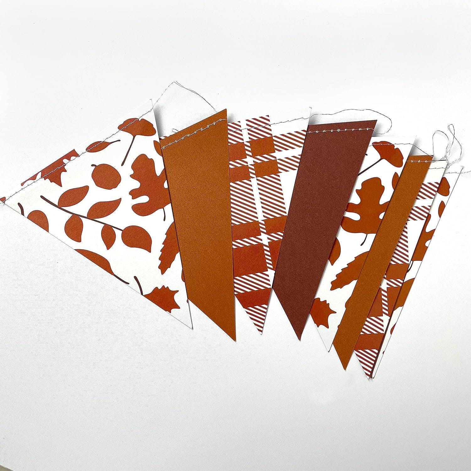 Fall Maple Leaf Burlap Banner, Autumn Triangle Flag Bunting, Rustic Party Garland