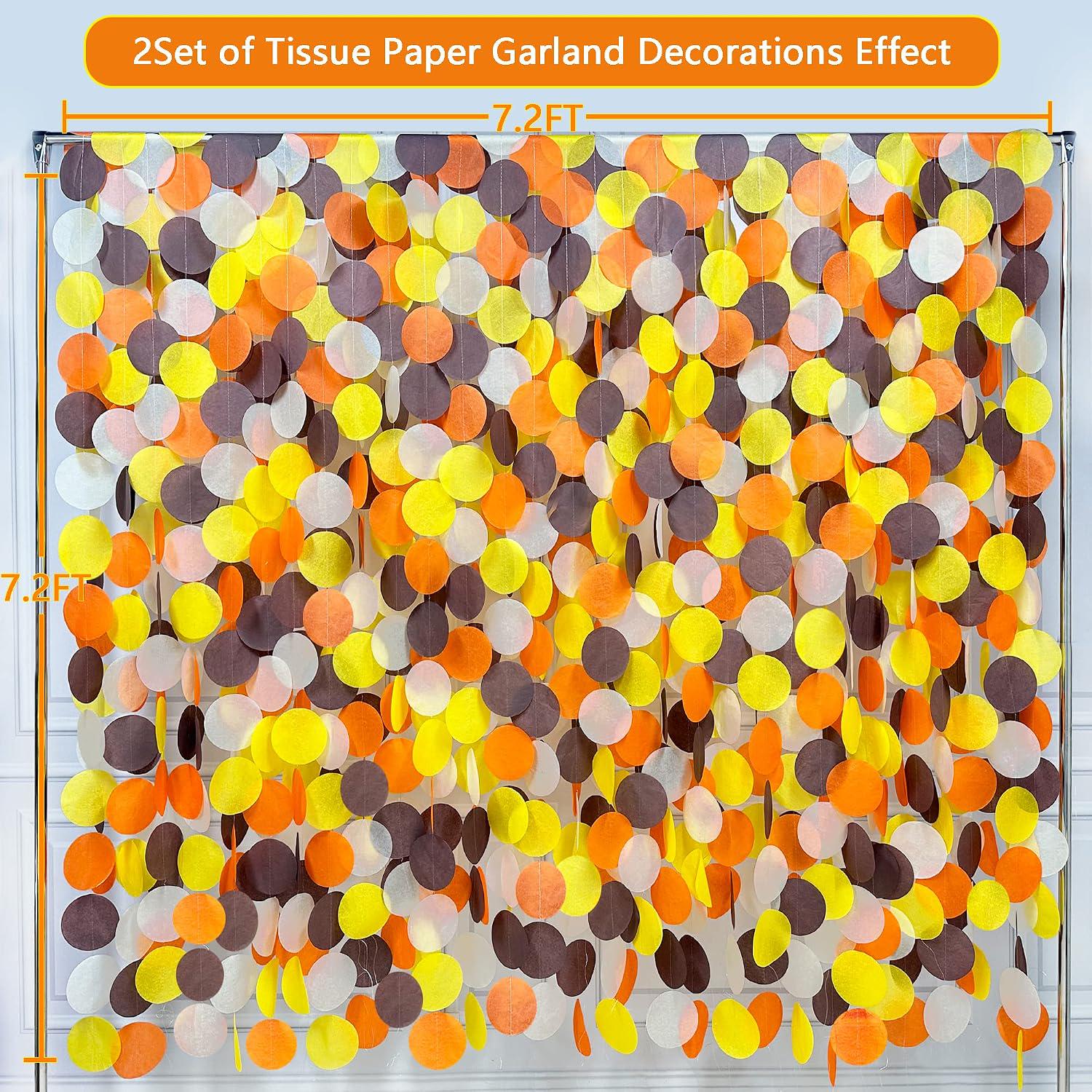 205FT Fall Circle Dot Garland, Autumn Harvest Party Decor (16 Strands)