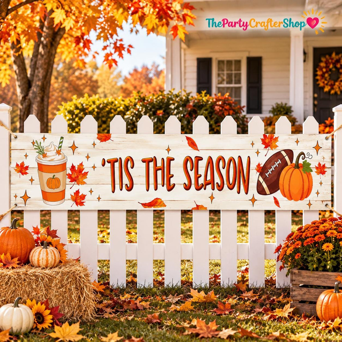 Fall Porch Banner, Autumn Yard Sign, Harvest Party Decoration (250x45cm)