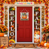 3pc Fall Welcome Door Banner Set, Pumpkin Maple Leaf Hanging Decor (Outdoor)