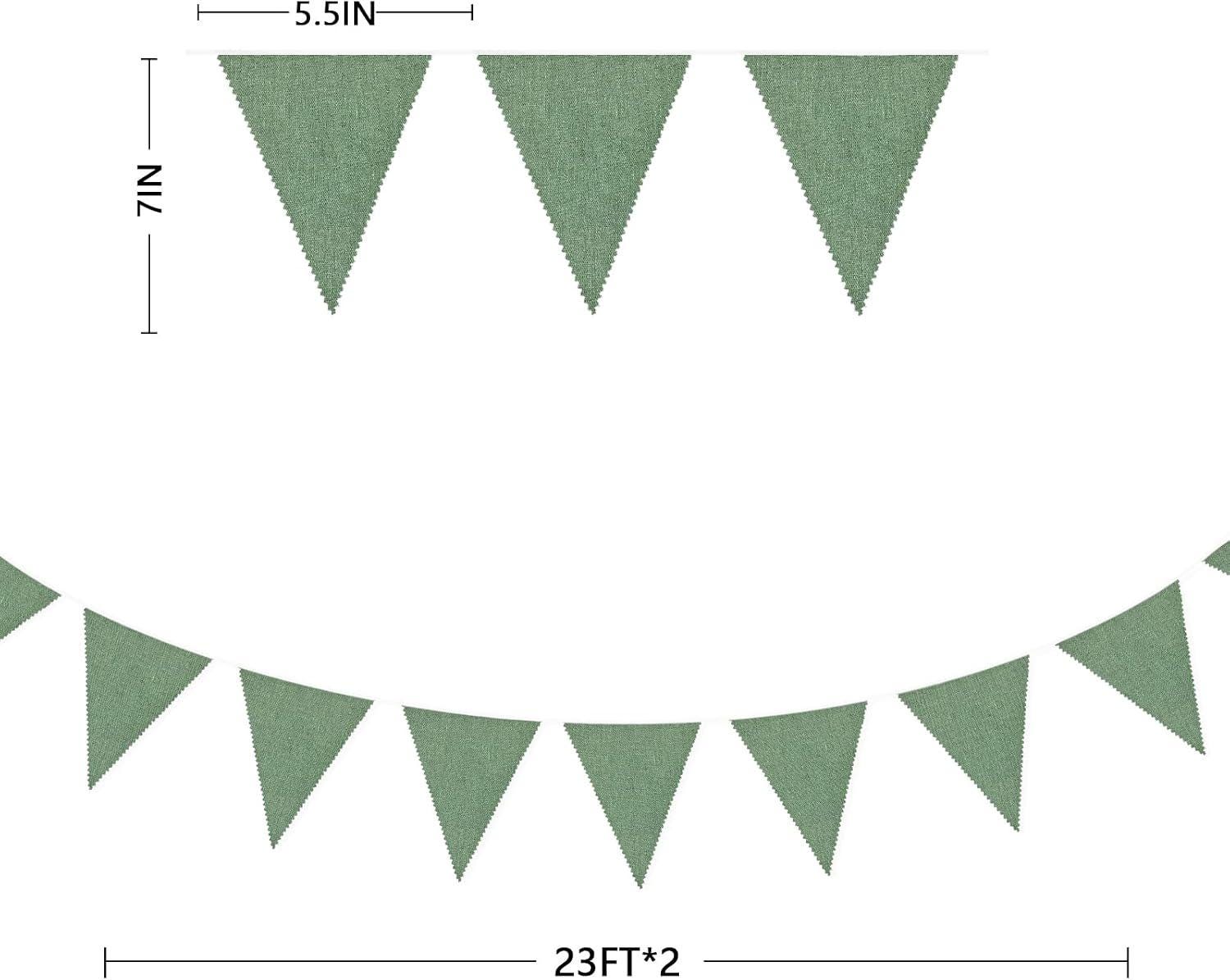 Sage Green Burlap Pennant Banner, Jungle Safari Party Decor (46FT)