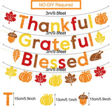 Glitter Thankful Grateful Blessed Banner, Maple Leaf Pumpkin Garland (3m)